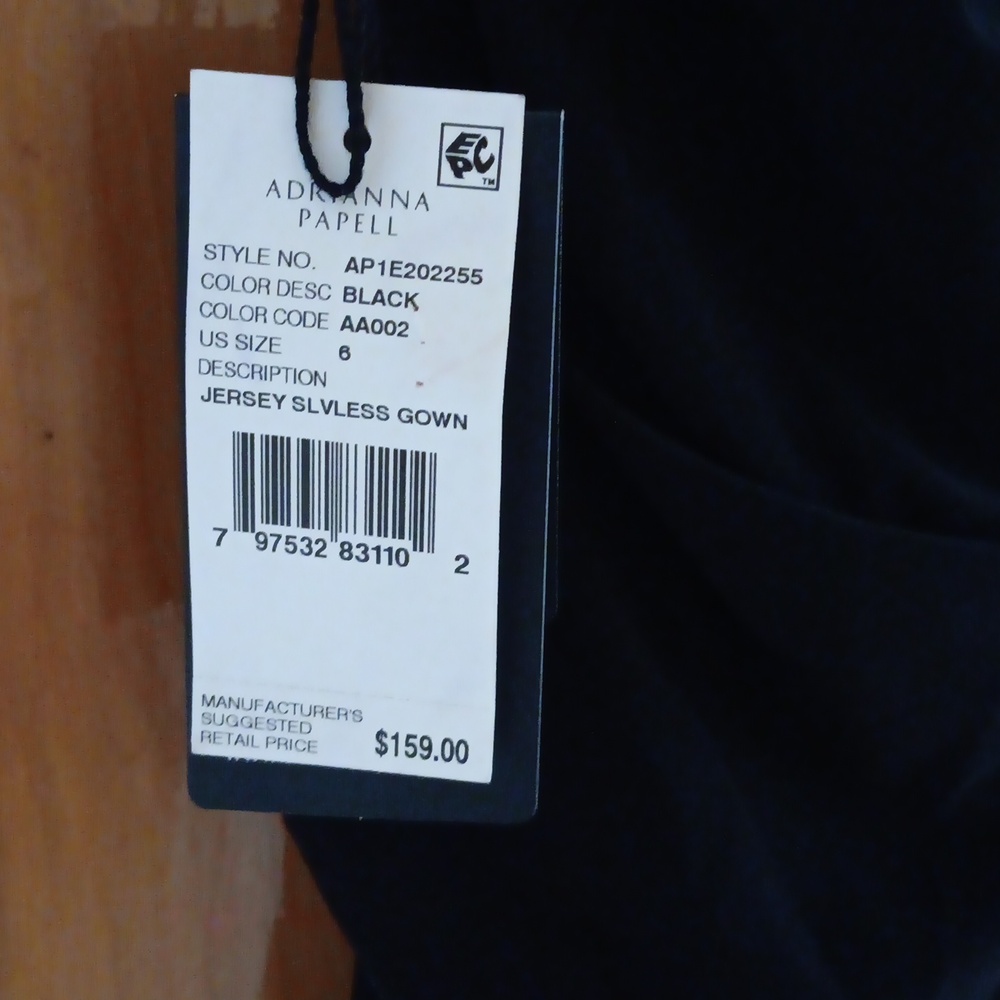 Adrianna Papell Black Sleeveless Evening Gown Size 6 NWT - Picture 8 of 8